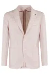 TAGLIATORE TAGLIATORE LINEN WOOL MAT EFFECTS SINGLE BREASTED JACKET