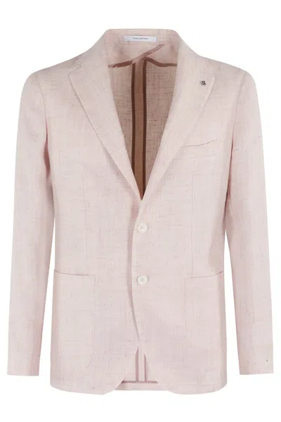 Tagliatore Linen Wool Mat Effects Single Breasted Jacket In Pink