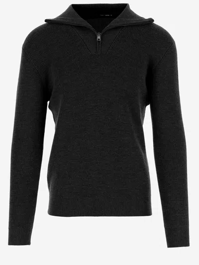 Tagliatore Ribbed Zip-neck Sweater In Black