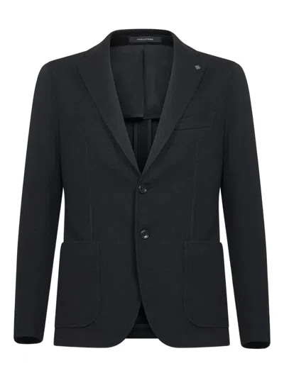 Tagliatore Log-detail Single-breasted Blazer In Black