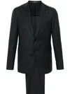 Tagliatore Logo-brooch Suit In Grey