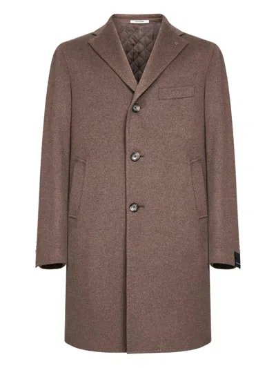Tagliatore Logo-pin Three-button Coat In Brown
