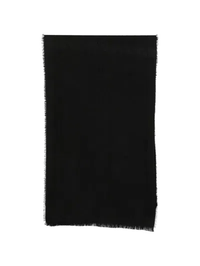 Tagliatore Logo-jacquard Frayed-edge Scarf In Black