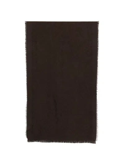 Tagliatore Logo-jacquard Fringed Scarf In Brown
