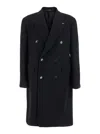 Tagliatore Londra Black Oversized Double-breasted Coat In Wool Blend Man In Black