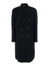 Tagliatore Londra Blue Oversized Double-breasted Coat In Wool Blend Man In Black