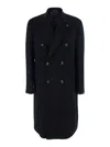 Tagliatore Londra Blue Oversized Double-breasted Coat In Wool Blend Man In Black