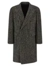 Tagliatore Herringbone Double Breasted Long Sleeve Coat In Black