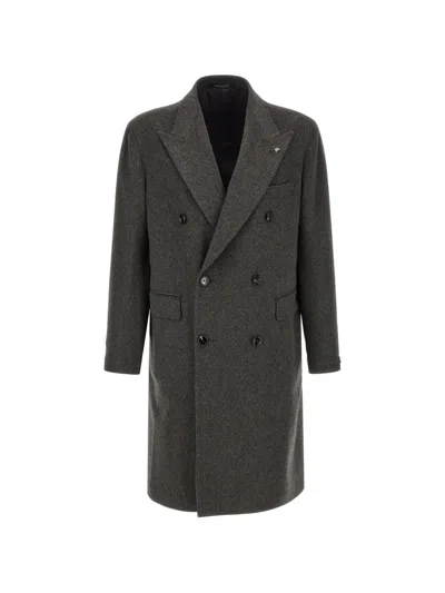 Tagliatore Grey Wool Double-breasted Coat In Gray