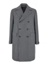 Tagliatore Londra Grey Oversized Double-breasted Coat With All-over Stripes Motif In Wool Blend Man In Gray