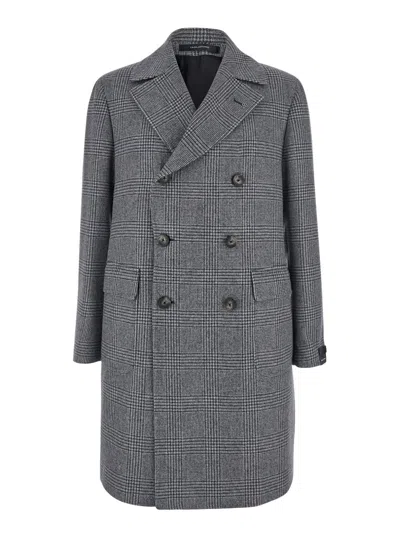 TAGLIATORE LONDRA GREY OVERSIZED DOUBLE-BREASTED COAT IN WOOL BLEND MAN