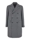 Tagliatore Londra Grey Oversized Double-breasted Coat With All-over Stripes Motif In Wool Blend Man In Gray