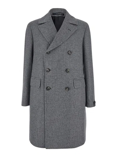 TAGLIATORE 'LONDRA' GREY OVERSIZED DOUBLE-BREASTED COAT IN WOOL BLEND MAN