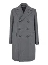 Tagliatore Londra Grey Oversized Double-breasted Coat With All-over Stripes Motif In Wool Blend Man In Gray