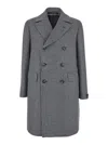 Tagliatore Londra Grey Oversized Double-breasted Coat With All-over Stripes Motif In Wool Blend Man In Gray