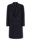 Tagliatore Double-breasted Virgin Wool Coat With Notched Lapel In Black