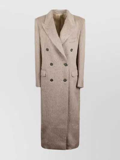 Tagliatore Long Alpaca Wool Coat With Faux Fur In Gray