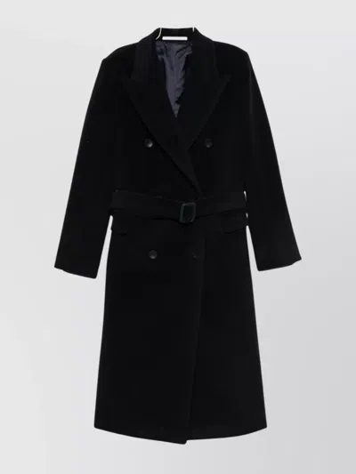 TAGLIATORE LONG BELTED DOUBLE-BREASTED WOOL COAT
