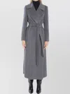 Tagliatore Long Cashmere Coat Removable Belt In Gray