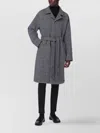 Tagliatore Long Checkered Coat Belted Waist In Multi
