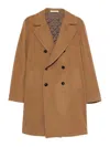 Tagliatore Long Coat In Virgin Wool And Cashmere Blend In Brown