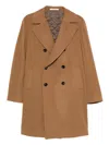 Tagliatore Long Coat In Virgin Wool And Cashmere Blend In Brown