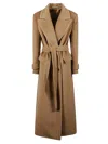 Tagliatore Long Coat With Belt In Brown