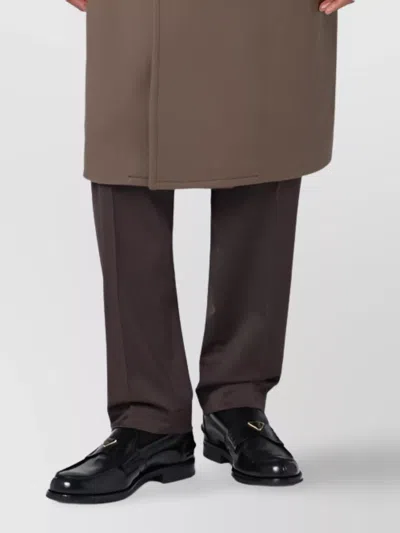 Tagliatore Long Double Breasted Wool Blend Coat With Vent In Brown