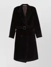 Tagliatore Long Double-breasted Wool Coat Belted Waist In Black
