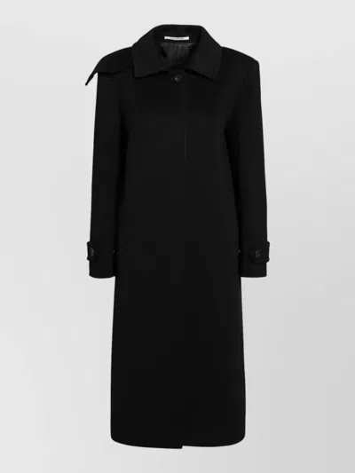 Tagliatore Long Jacket Notched Collar Buttoned Cuffs Pockets In Black