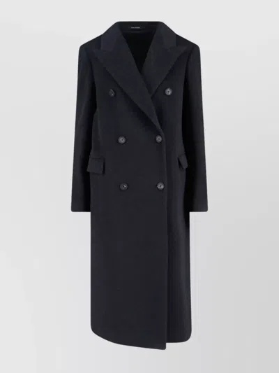 TAGLIATORE LONG JACKET WITH BELT AND NOTCHED LAPELS