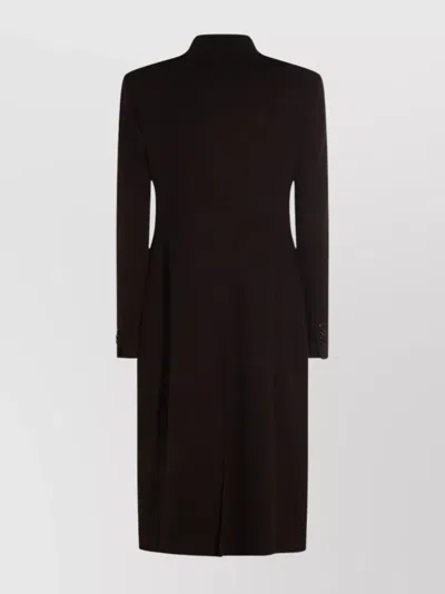 Tagliatore Long Length Double-breasted Coat With Button Detailing In Black