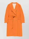 Tagliatore Long Length Wool Coat With Gold-tone Buttons In Orange
