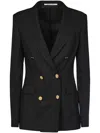 Tagliatore Double-breasted Wool Jacket Peak Lapels In Black