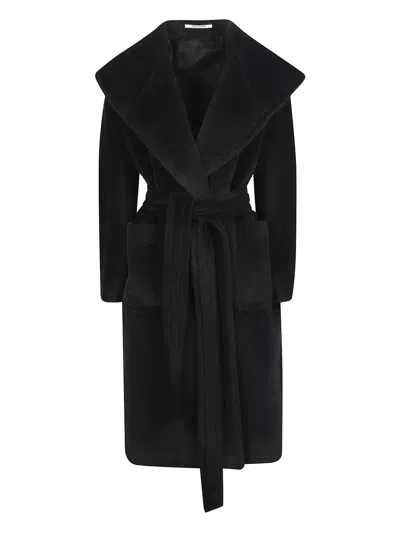 Tagliatore Brown Alpaca And Wool Molly Wrap Coat In Black