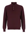 Tagliatore Bordeaux Long-sleeved Polo Shirt In Brown