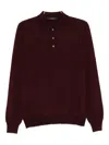 Tagliatore Long-sleeve Buttoned Polo Shirt In Red