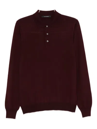 Tagliatore Long-sleeve Buttoned Polo Shirt In Red
