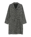 Tagliatore Herringbone Pattern Mid-length Coat Belted