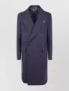 Tagliatore Long Sleeve Coat With Notched Lapels And Pockets In Blue