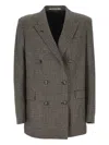 Tagliatore Jasmine Double-breasted Blazer In Houndstooth Wool In Brown