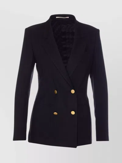 Tagliatore Long Sleeve Double-breasted Jacket With Gold Buttons In Black