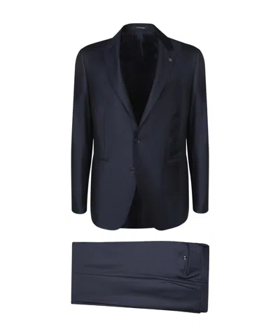 Tagliatore Long Sleeve Jacket Belt Loop Pants Suit In Black