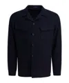Tagliatore Chest And Side Pockets Collared Long Sleeves In Blue
