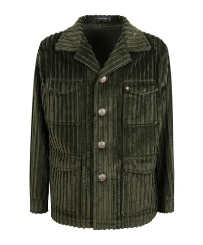 Tagliatore Corduroy Buttoned Jacket In Green
