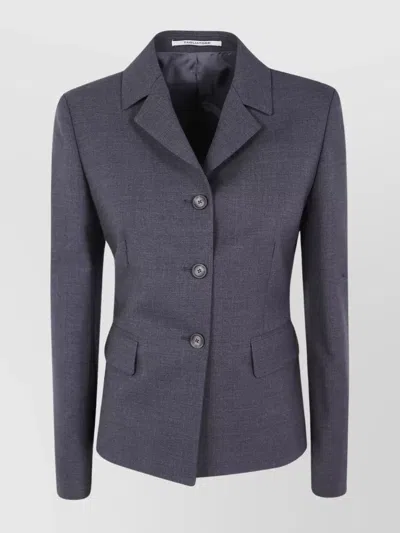 Tagliatore Long Sleeve Jacket Notched Lapel Design In Blue