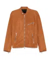 Tagliatore Long Sleeve Leather Jacket In Orange