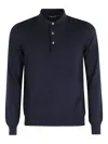 Tagliatore Refined Wool Polo Shirt With Classic Collar In Blue