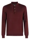Tagliatore Bordeaux Long-sleeved Polo Shirt In Red