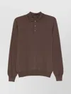 Tagliatore Long Sleeve Wool Polo Sweater With Collar In Gray